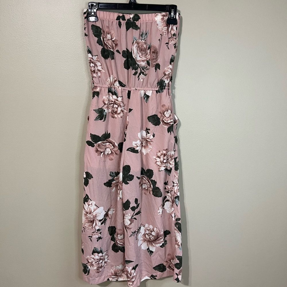 Purple snow strapless jumpsuit small‎